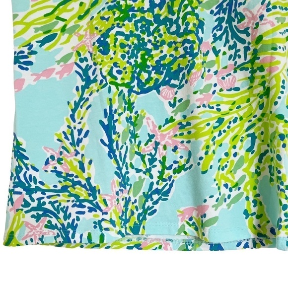 LILLY PULITZER V Neck Coral Reef Print Top Size XXS in Light Blue, Pink, Yellow - Picture 4 of 11